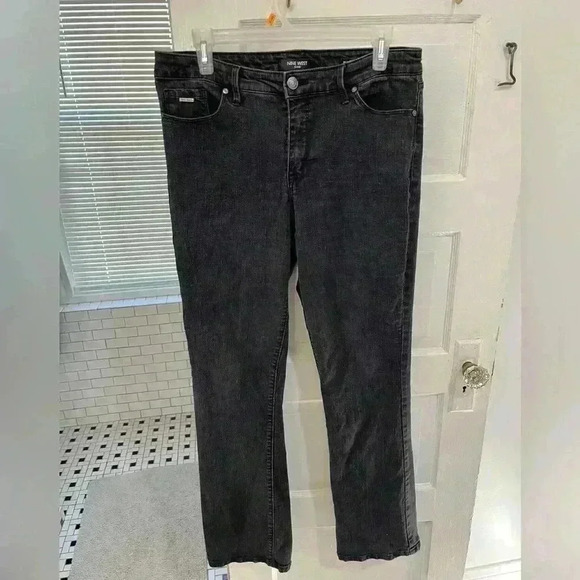 Nine West Delancey micro boot straight leg black denim size 12 - Picture 1 of 7